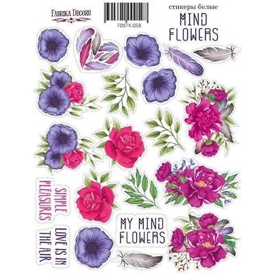 Набор наклеек (стикеров) #059, Mind Flowers-1, ТМ Фабрика Декору