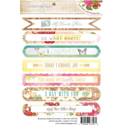 Набор наклеек Webster's Pages - Strawberry Fields - Sentiment Stickers