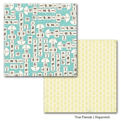 Лист двусторонней скрапбумаги Carta Bella True Friends - Hopscotch Paper, 30х30 см