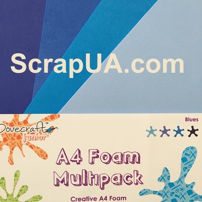 Вспененная резина декоративная от Dovecraft - Blue Multiple Pack, A4, 4 листа