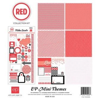 Мини-набор бумаги от Echo Park - Red, Mini Theme, 6+1 листов, 30х30 см, SW3305
