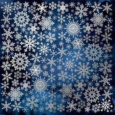 Аркуш одностороннього паперу зі срібним тисненням, дизайн "Silver Snowflakes Night garden", ТМ Фабрика Декору