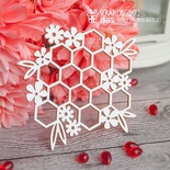 Чипборд ScrapBox - соты с цветами Hf-093