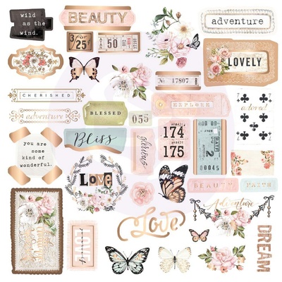 Набор высечек Prima - Apricot Honey Cardstock Ephemera, 37 штук