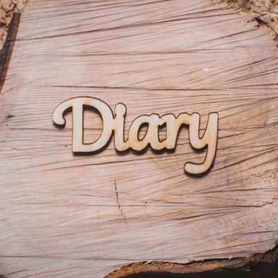 Деревянная вырубка от Вензелик - Надпись "Diary", 68x33 мм