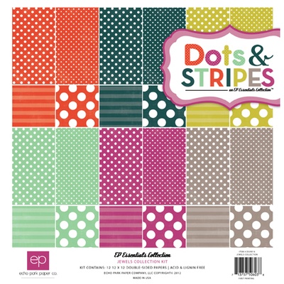 Набор бумаги от Echo Park "Dots & Stripes – Jewels", 30х30, 12 листов