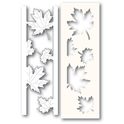 Набор из ножа для вырубки и трафарета от Poppystamps - Maple Leaf Side Strips and Stencil