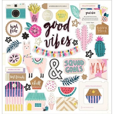 Высечки из чипборда от Crate Paper - Good Vibes - 30x30 см, 44шт.
