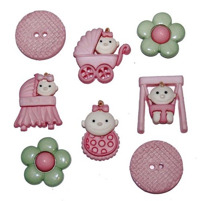 Набор декоративных пуговиц Dress It Up - Baby fun - girl