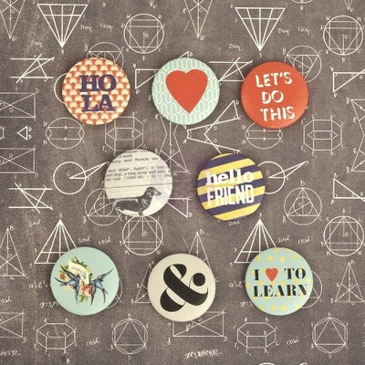 ЦЕНА СНИЖЕНА! Деревянные пуговицы Prima - School Memories - Flair Buttons