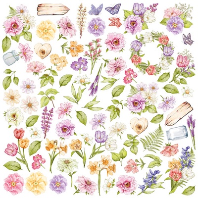 Лист з картинками для вирізання Spring inspiration 30,5х30,5 см, ТМ Фабрика Декору