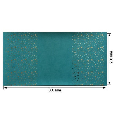Отрез кожзама с тиснением  золотой фольгой Golden Stars Turquoise, размер 500мм х 250мм, ТМ Фабрика Декора