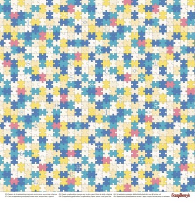 Бумага для скрапбукинга от Scrapberry's - Школа -Головоломка, 30,5х30,5 см, 190 гр/м, двусторонняя, 1 лист