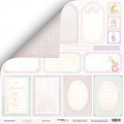 Лист двусторонней скрапбумаги от Scrapmir - Карточки из коллекции Little Bunny, 30x30 см