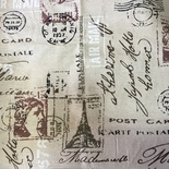 Ткань лен  - Надписи и марки, Париж, 50х75 см