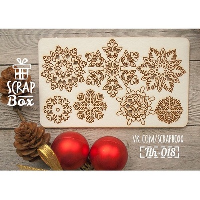 Чипборд ScrapBox - Набор снежинок Hh-018