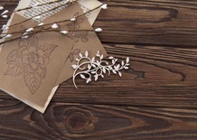 Чипборд от WOODchic - "Завиток с листиками (бол.)", 8x6 см