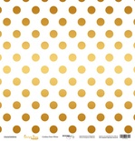 Лист односторонней бумаги с золотым тиснением от Scrapmir - "Golden Dots White" из коллекции Every Day, 30x30 см