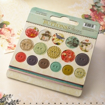 Набор высечек-чипборда в виде пуговиц с рисунком Webster's Pages - Country Estate - Chipboard Buttons & Twine