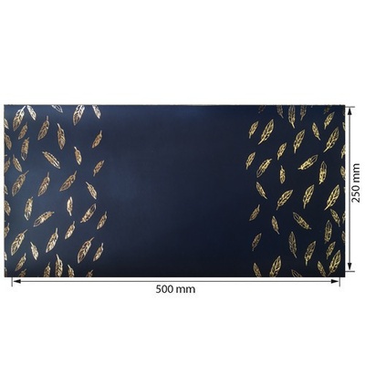 Отрез кожзама с тиснением  золотой фольгой Golden Feather Dark blue, 50см х 25см, ТМ Фабрика Декора