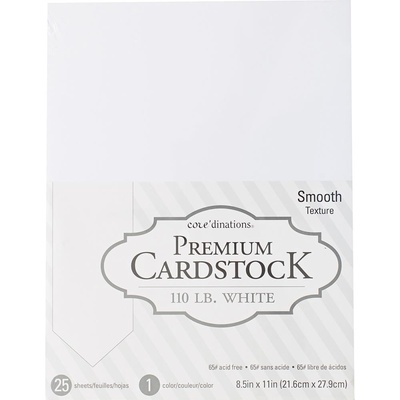 Набор кардстока DCWV Core'dinations Value Pack Smooth Cardstock, White, 21.6х27.9 см, 25 листов, белый