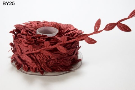 Лента LEAVES, цвет BURGUNDY, 90см  (дина листика 12 мм)