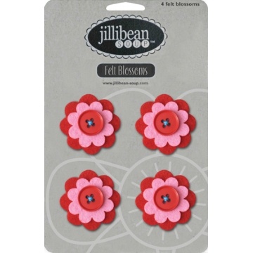 Набор цветов из фетра Jillibean Soup - Felt Blossoms - Red