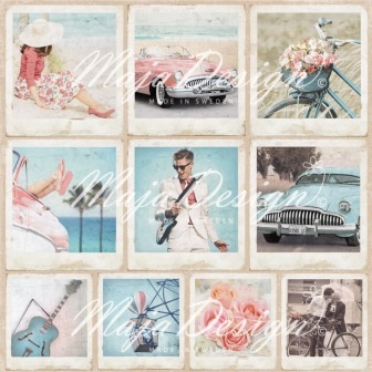 Двусторонний лист бумаги для скрапбукинга от Maja Design - Summer Crush - Snapshots, 30x30 см