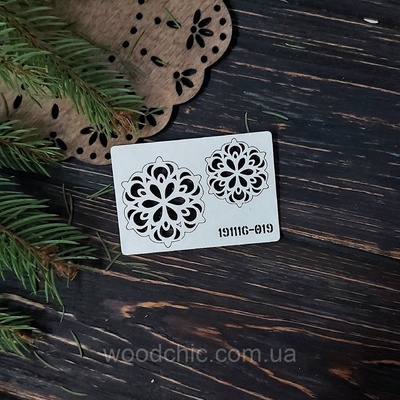 Чипборд набор Снежинки 19 от WOODchic, 4х4 см 3х3 см