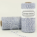 Хлопковый шнур от Divine Twine - Blueberry, 1 мм, цвет голубой/белый, 1м