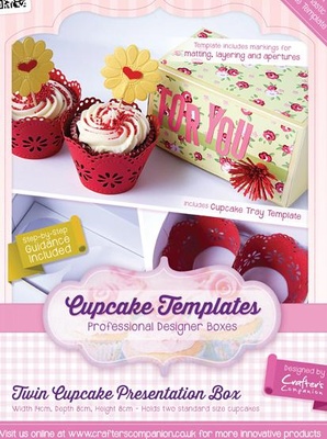 Шаблон-трафарет от  Crafters Companion -Cupcake Templates Collection - Twin Cupcake Presentation Box