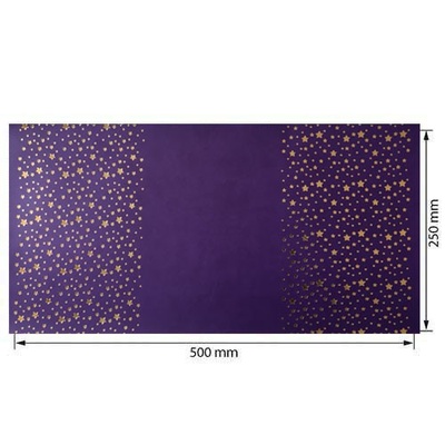 Отрез кожзама с тиснением  золотой фольгой Golden Stars Violet, 50см х 25см, ТМ Фабрика Декора