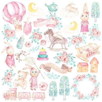 Лист с картинками для вырезания Dreamy baby girl, ТМ Фабрика Декора