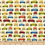 Ткань 100% хлопок - Машинки яркие на кремовом, 45х55 см