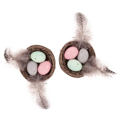 Декоративні гнізда Mini Decorative Nests Eggs & Feathers, 2 шт, dpCraft