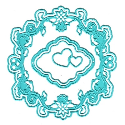 Лезвие Nellie Snellen - Vintasia Dies - round frame with hearts