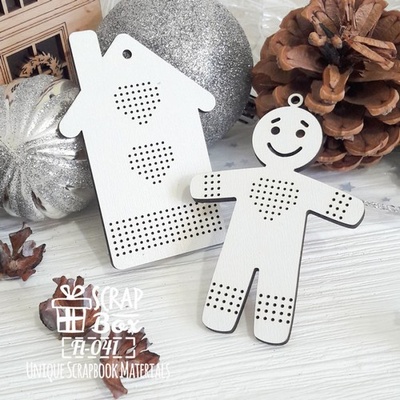 Деревянная фишка ScrapBox - Фишки для вышивки пряничный домик Fl-041