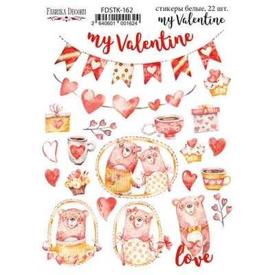 Набор наклеек (стикеров) 22 шт My Valentine #162, ТМ Фабрика Декора