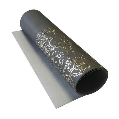 Отрез кожзама с тиснением  золотой фольгой Golden Gears Gray 50 х 25 см, ТМ Фабрика Декора
