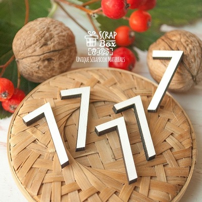 Деревянные фишки ScrapBox - Набор цифр 7 (5шт) Fl-025