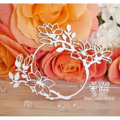 Чипборд ScrapBox - Рамочка с магнолиями круглая Hr-093