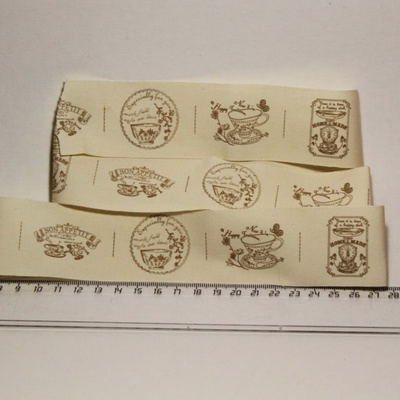 Лента от Thailand - Home Made Brown Pattern Print Cotton Ribbon Label String, 1 метр