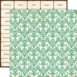 Лист двусторонней скрапбумаги от Echo Park Paper This and That Teal Damask