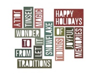 Лезвие от Sizzix - Tim Holtz - Thinlits Die Set 16PK - Holiday Words 2 - Block by Tim Holtz, 15 штук