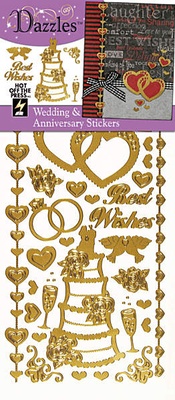 Набор наклеек-высечек HOTP - Wedding & Anniversary Dazzles Gold, размер 10х22,5 см, 39 штук