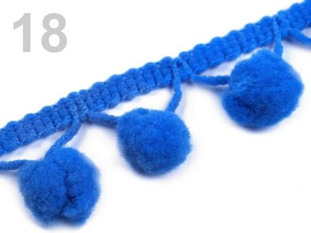 Тесьма с помпонами Pom Pom, размер 10 мм, цвет синий, 90 см