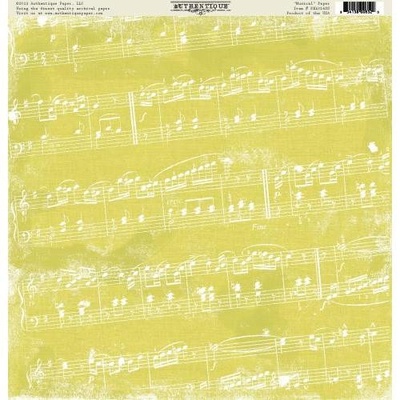 Лист скрапбумаги Authentique Musical, 30х30 см, односторонняя