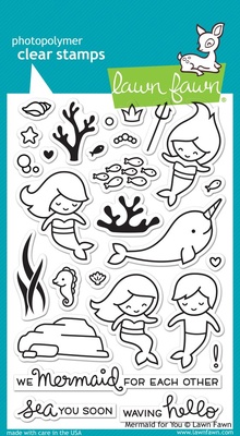 Штампы и ножи от Lawn Fawn - Mermaid for You, 27 шт. + 19 шт.