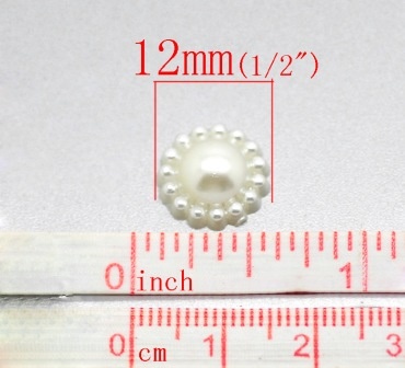 Цветок, имитация жемчуга, 12мм, цвет молочный, 10 шт.