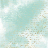 Аркуш одностороннього паперу з фольгуванням, дизайн Golden Text, color Mint watercolor, 30,5см х 30,5см, ТМ Фабрика Декору